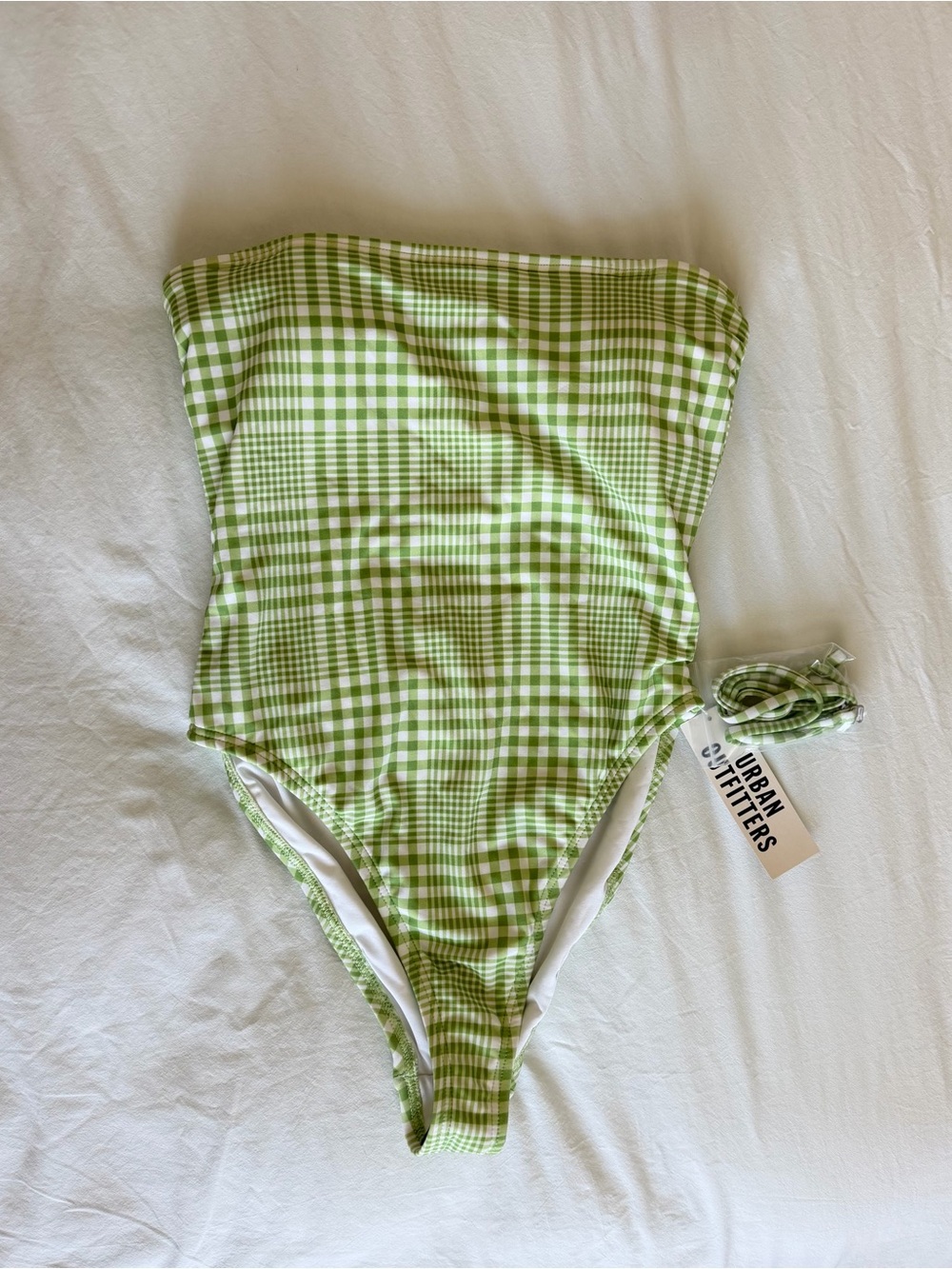 NWT Urban Outfitters Green Gingham One-Piece Swimsuit